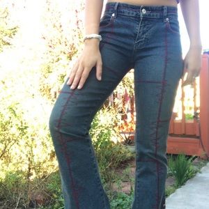 Red Zig Zag Stitch Jeans